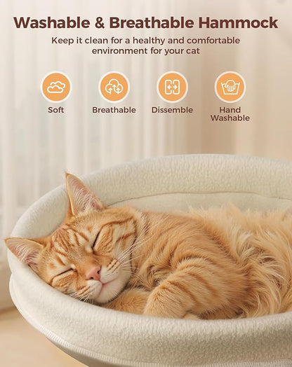 Large Cat Desk Bed, Sturdy Rotating Cat Desk Perch with Removable Washable Fabric Cover, Supports up to 50 lbs