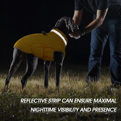 FUAMEY Dog Coat for Small Dogs,Waterproof Dog Winter Jacket with Harness Built in Puppy Cold Weather Coats Reflective Pet Vest with Zipper Warm Fleece Dogs Snowsuit Windproof Yellow S