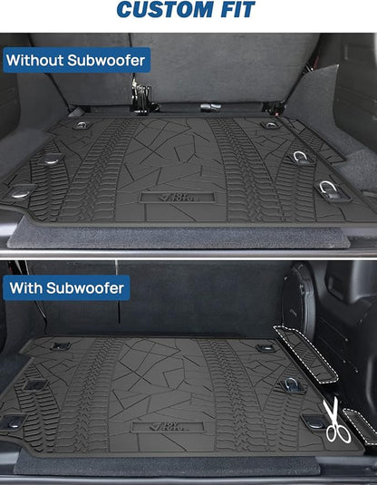 JOYTUTUS Cargo Mat fits 2018-2026 Wrangler JL 4X4 with OEM Subwoofer, All-Weather Guard Trunk Mat Cargo Liners Heavy Duty Waterproof Odorless Durable for Wrangler JL 2018-2026 4 Door - NOT FIT 4XE