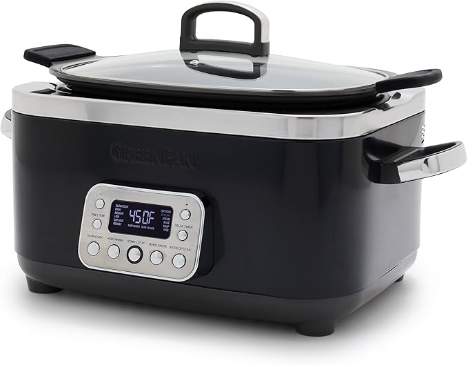GreenPan Elite 14-in-1 Nonstick 6QT Electric Slow Cooker, PFAS-Free Ceramic
