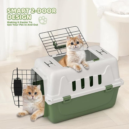 Magshion 18 Inch Hard-Sided Dog Cat Carrier, Green | Top and Front Door Access, Plastic Dog Kennel for Longer Traveling, Durable Handle and 4 Sides Ventilation, For Pet Up 20 lbs
