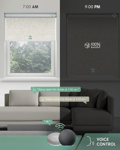 Yoolax Motorized Blinds with Remote, Automatic Window Blinds Compatible with