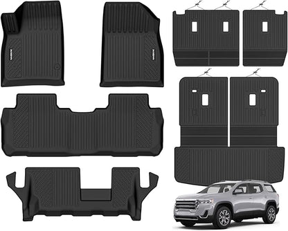 Naibeve Floor Mats for 2017-2023 GMC Acadia 7 Seats Bench Seats - All Weather Floor Mats Cargo Mat 2nd & 3rd Row Backrest Mats