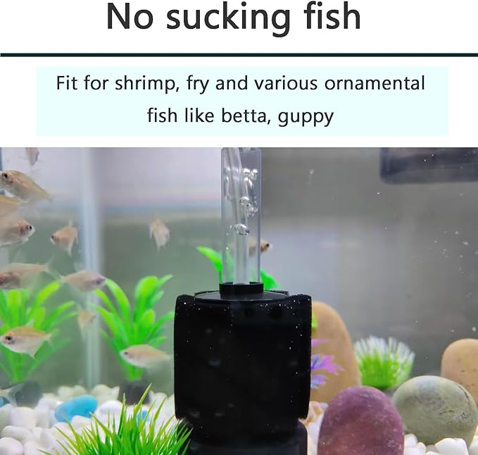 AQUANEAT Aquarium Sponge Filter Breeding Fry Betta Shrimp Nano Fish Tank 4pcs (Small up to 10Gal)