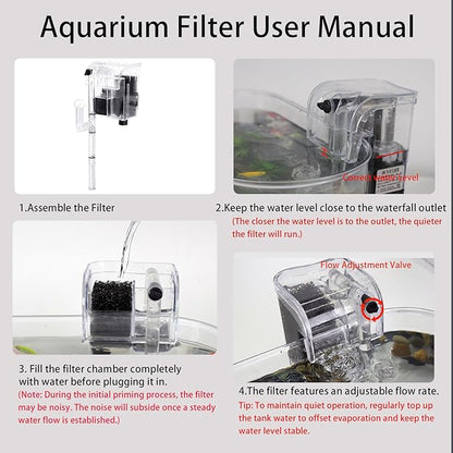 1.7 Gallon Aquarium Starter Kit with LED Light & Quiet Filter, Complete Small Fish Tank for Betta, Mini Desktop Acrylic Tank, Ideal for Shrimp Guppy Jellyfish Goldfish, Office, Home, or Gift