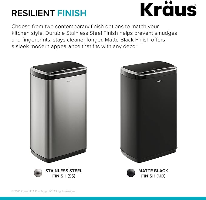 Kraus GarbagePro Rectangular 13 Gallon Hands-Free Motion Sensor Trash Can