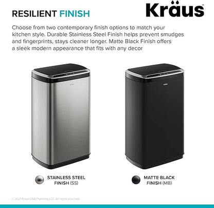Kraus GarbagePro Rectangular 13 Gallon Hands-Free Motion Sensor Trash Can