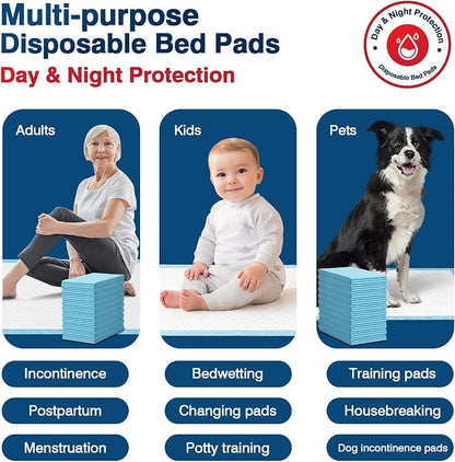 BIGGMED Tear-Resistant Disposable Bed Pads 30" x 36" 100 Count Absorbent Underpads, Chux Thicker Extra Large Incontinence Bed Pads, Pee Pads for Adults, Kids, Elderly, Pets