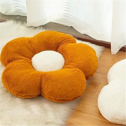 YILANLAN Cute Flower Cushion Plush Floor Pillow Casual Comfortable Pillow Office Living Room Bed Decoration Cushion Simple Room Decoration (50cm, Brown)