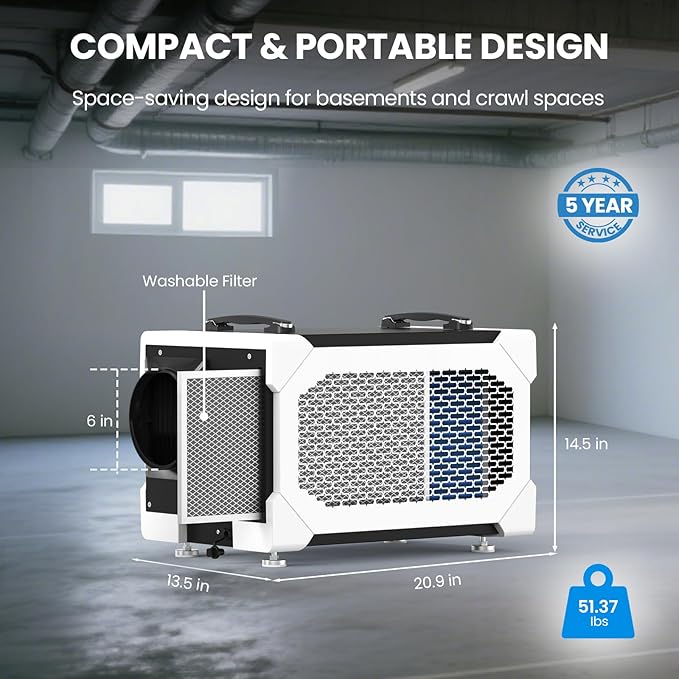 CADPXS Crawlspace Dehumidifier, 145 Pints Commercial-Grade Dehumidifier