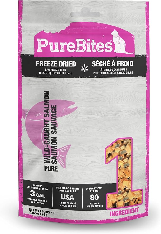 PureBites Salmon Freeze Dried Cat Treats, 0.92Oz | 26G - Value Size