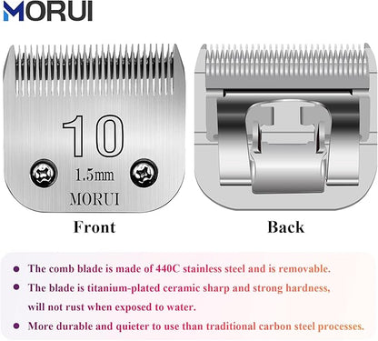 Detachable Pet Dog Clipper Blades UltraEdge Compatible with Oster A5,Wahl KM10 Series Clippers (10# 1.5mm- 2 Pack)