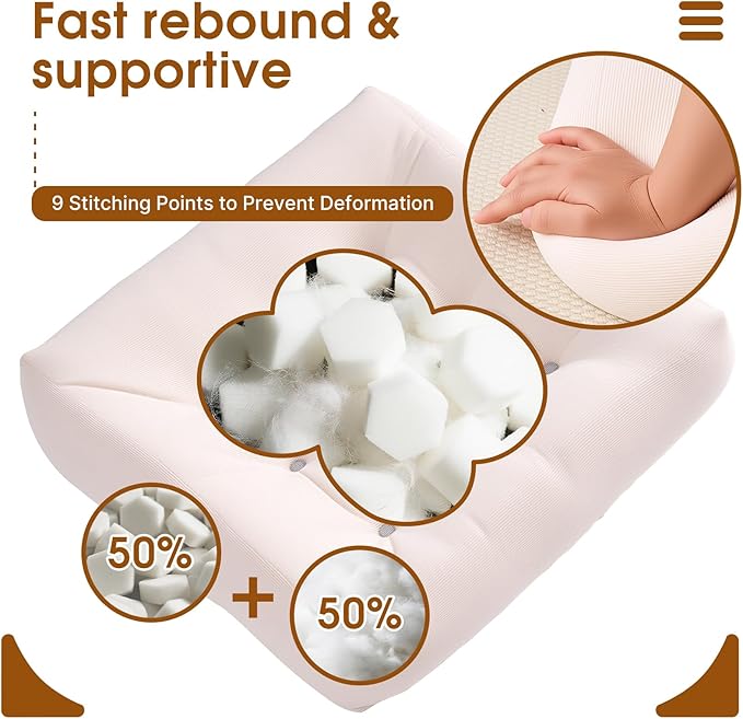 Tikuns 4Pcs Floor Pillows for Adults, 22x22 Inch Meditation Cushions, Large Square Sitting Cushion Living Room Memory Foam Pillow for Sitting (4, Beige, 22x22x4 Inch)