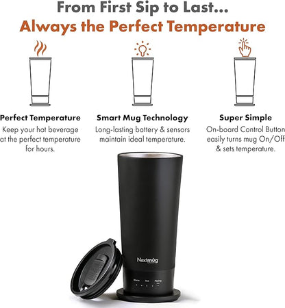 Nextmug Go - Temperature-Controlled, Self-Heating Travel Mug