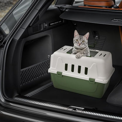 Magshion 18 Inch Hard-Sided Dog Cat Carrier, Green | Top and Front Door Access, Plastic Dog Kennel for Longer Traveling, Durable Handle and 4 Sides Ventilation, For Pet Up 20 lbs
