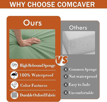 4 Pack Outdoor Chair Cushions 19 x 19 Inch Waterproof Patio Chair Cushions with Tie 5 Year Color Fastness Thick Outdoor Seat Cushion for Garden Lawn Patio Furniture Sage Green
