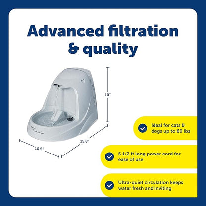 PetSafe Drinkwell Platinum Cat Water Fountain, 168 oz/5L, Grey | Free-Falling Stream Encourages Drinking, Snap-on Lid Prevents Removal, Includes Replaceable Carbon Filter