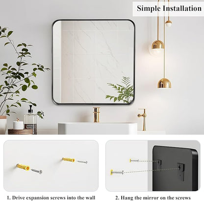 Fabuday Black Wall Mirror for Bathroom