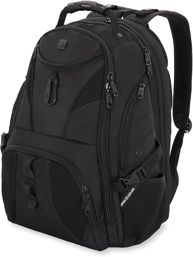 SWISSGEAR 1900 ScanSmart TSA Laptop Backpack Fits 17 Inch Laptop with RFID Protection and Tablet Pocket, Black/Black, 19-Inch
