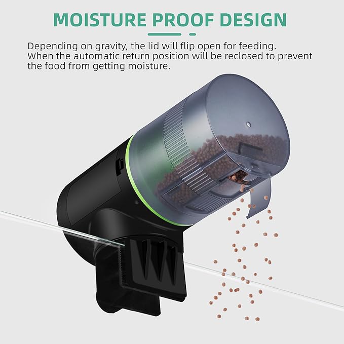FREESEA Aquarium Automatic Fish Feeder: Programmable Auto Food Dispenser - Smart Fish Tank Vacation Timer Feeder (Battery Operated)