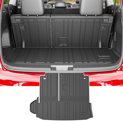 powoq Cargo Mat Compatible with 2020-2026 Toyota Highlander Backrest Mat TPE Cargo Liners Replacement for Toyota Highlander Accessories (Fit 2020-2026 Highlander,Rear Cargo Mat with Backrest Mat)