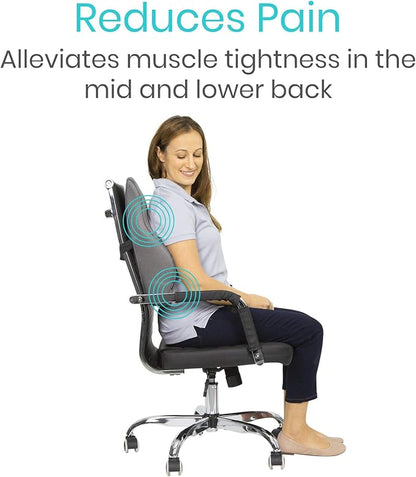 Vive Full Lumbar Cushion - Memory Foam Contour Support for Lower Back Pain - Ergonomic Pressure Relief for Office Chair, Car - Large Mesh Orthopedic Seat Backrest Roll for Improving Posture (Gray)
