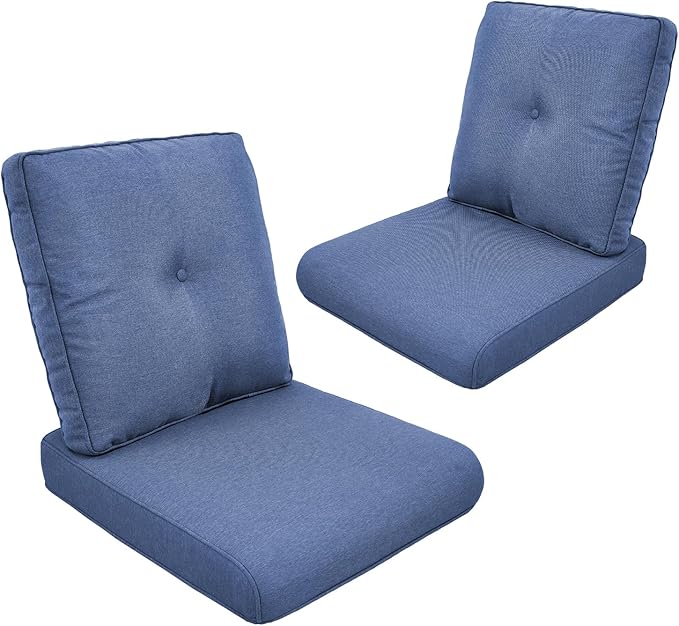 Outdoor Chair Cushions-Patio Chair Cushions Set of 2 with Removable Cover 22 X 25 Inch Outdoor Cushions for Patio Furniture Chair Sofa Couch-Blue