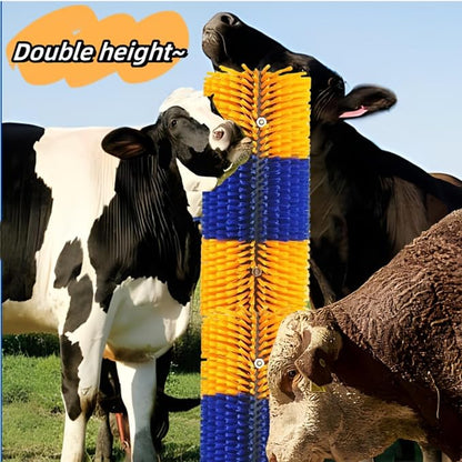 Livestock Scratching Brush 2 Pack, Itch Relief Goat Scratching Post | Horse Cow Goat Brushes for Scratching, Self-Grooming, Upgraded No-Strip Screws for Easy Install Barn Farm, Protects Fence