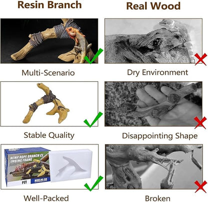 Tfwadmx Snake Climbing Branch, Reptile Wood Trunk Branches Decor Resin Reptile Climbing Wood Branches Gecko Tank Branches Decor Chameleon Cage Accessories for Lizards, Tarantulas, Frogs