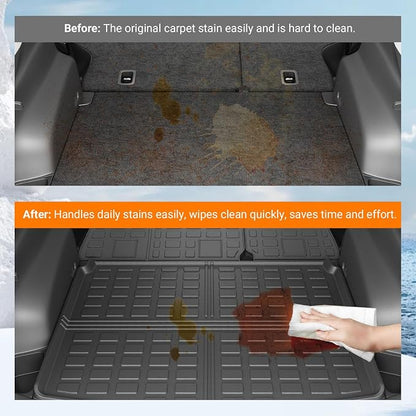 powoq Cargo Mat Compatible with 2017-2025 Jeep Compass Trunk Mat Rear Back Seat Protector Cargo Liner TPE Replacement for 2017-2024 2025 Jeep Compass Accessories (Trunk Mat+Backrest Mats)