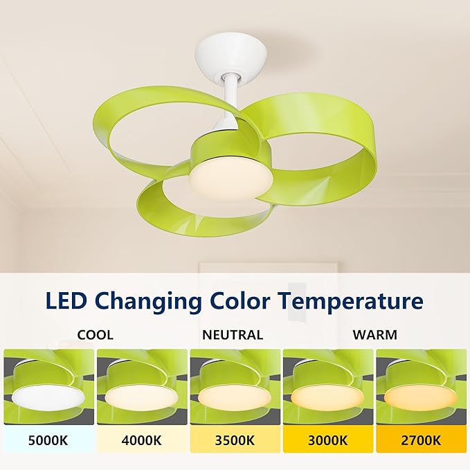 FANX 22 Inch Ceiling Fan with Light and Remote, Quiet DC Motor, Dimmable LED