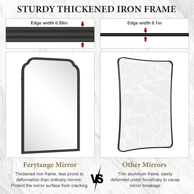 24X36 Inch Black Bathroom Mirror