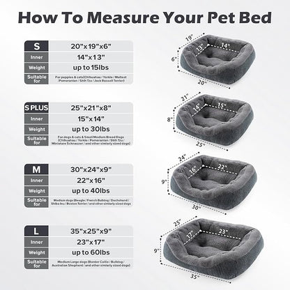 Dog Beds for Small Medium Dogs Washable, Calming Orthopedic Warming Soft Calming Sleeping Durable Pet Bed with Anti-Slip Bottom