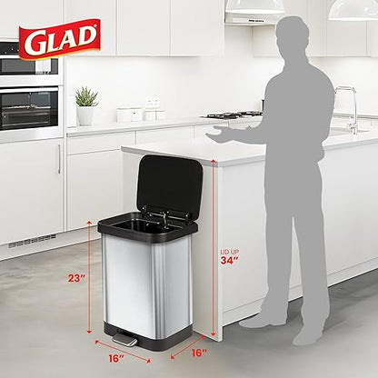 Glad GLD-74506 Stainless Steel Step Trash Can