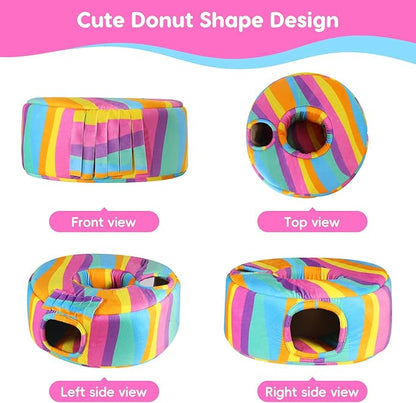 Guinea Pig Hideout & Tunnels Guinea Pig Toys Cozy Guinea Pig House with Door Curtain Soft Guinea Pig Bed for Small Pet/Hamster/Sugar Glider/Chinchilla Playing and Resting (Rainbow)