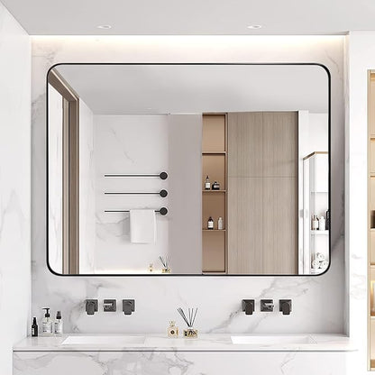 ANDY STAR Wall Mirror for Bathroom, 30x36 Matte Black Bathroom Mirror, Modern