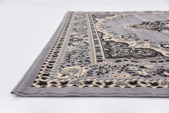 Unique Loom Reza Collection Traditional Persian Style Area Rug, 8' 0" x 8' 0", Gray/Ivory