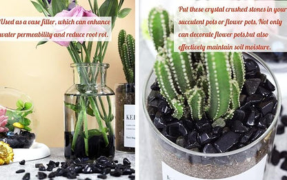 1lb Obsidian Aquarium Gravel Rocks Natural Tumbled Healing Crystal Chips Bulk Gemstones Tumbled Crushed Stones for Fountain Vase Filler Planters Decorative Fish Tank Potted Reiki Energy Balancing