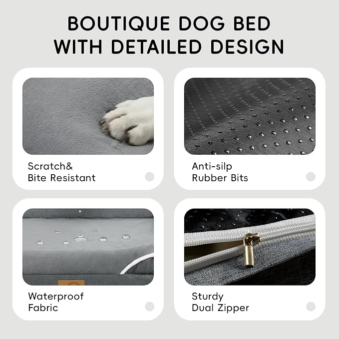 Homemate Dog Bed Extra Large Size Dog: 48"x35" Orthopedic Pet Bed with Toy | Large Dogs Bed with Non-Slip Botton & Removable Washable Cover Cat Bed Sofa XXL Outdoor Crate Pad Couch Dark Grey
