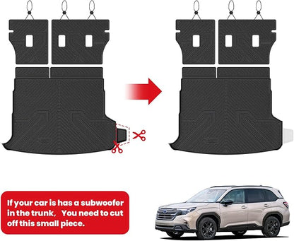 LASFIT Cargo Tray Mat & Backrest Mat for Subaru Forester 2025-2026 (Fit Hybrid,Not for Gas), All Weather TPE Custom Fit Easy Clean for Forester 2026 2025 Trunk Tray Liner & Seatback Mat, Black