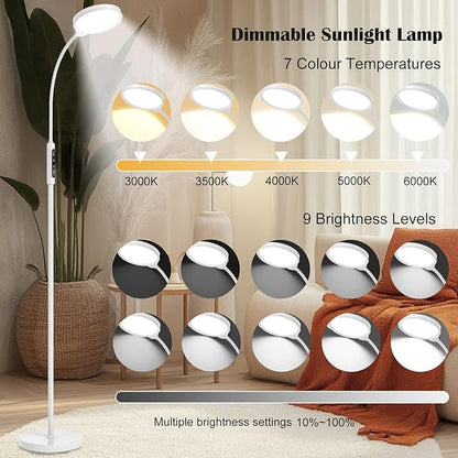 Light Therapy Lamp 11000 Lux, 3 in 1 UV-Free LED Sunlight Lamp with 9 Brightness Levels & 7 Color Temperatures, Height Adjustable Floor Light, Full Spectrum Happy Therapy lamp for Home Office Bedroom