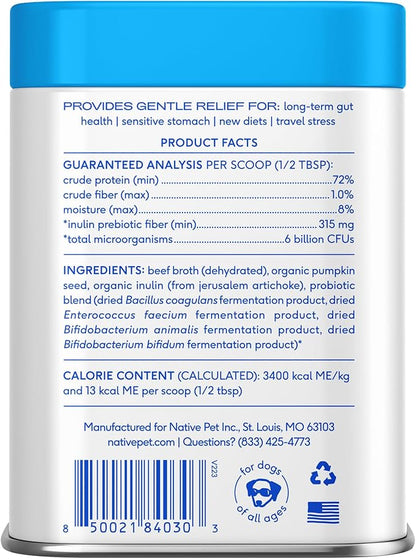 Native Pet Probiotics for Dogs - Dog Probiotics Powder for Digestive Health, Gut Support, & Immune Boost – Vet-Formulated Powder for Maximum Potency with Digestive Enzymes & Prebiotics - 120 Scoops