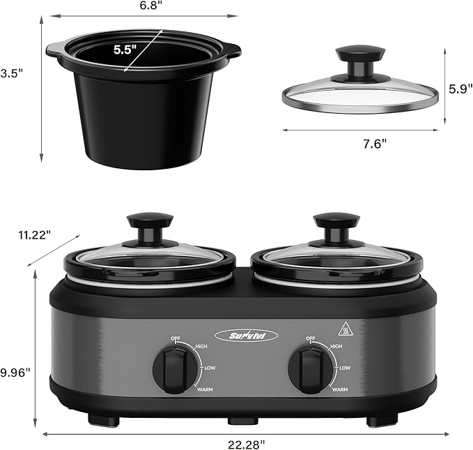 Sunvivi Dual Slow Cooker, Buffet Servers and Warmer