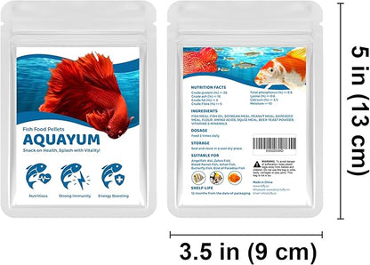 SunGrow Betta Food Pellets, 1 mm Color Enhancer Floating Feed, Balanced Diet for Happy Fish, Easily Digestible Food, Slow-Dissolving Pellets, Vegetable and Fish Formula Doesn’t Cloud Water