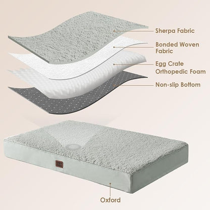 EHEYCIGA Orthopedic Dog Bed Extra Large with Removable Washable Cover, 50IN | Egg Crate Foam Support, Durable Oxford fabric, Non-Slip Bottom, Machine Washable, Soft Waterproof Plush Pet Bed Mat For Crate