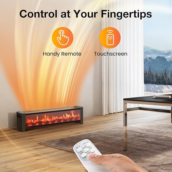 Air Choice 33” Baseboard Heater, 1500W Fireplace Heater