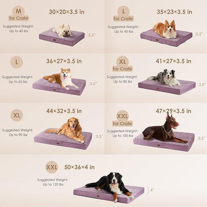 EHEYCIGA Orthopedic Dog Bed Medium with Removable Washable Cover, 30x20 | Egg Crate Foam Support, Durable Oxford fabric, Non-Slip Bottom, Machine Washable, Soft Waterproof Plush Pet Bed Mat For Crate