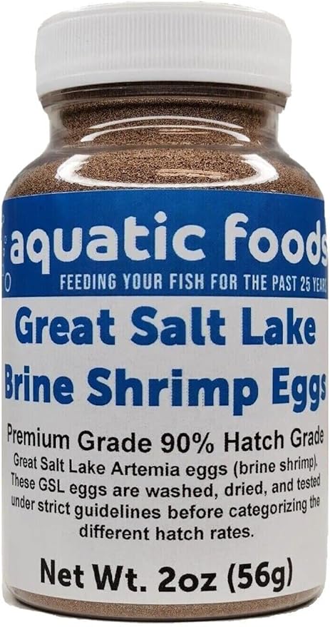 Aquatic Foods Inc. Brine Shrimp Artemia Eggs, Premium Grade 90% Hatch Rate from The Great Salt Lake, Utah, USA…2oz Bottle