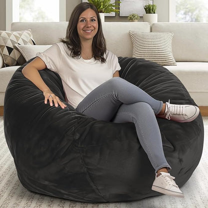 ULTIMATE SACK 4000 4-Foot Bean Bag Chair, Grey Suede Cover – Oversized Foam Lounger, Floor Seat, Small Sofa, or Couch Bed for Living Area, Gaming Room, or Reading Lounge