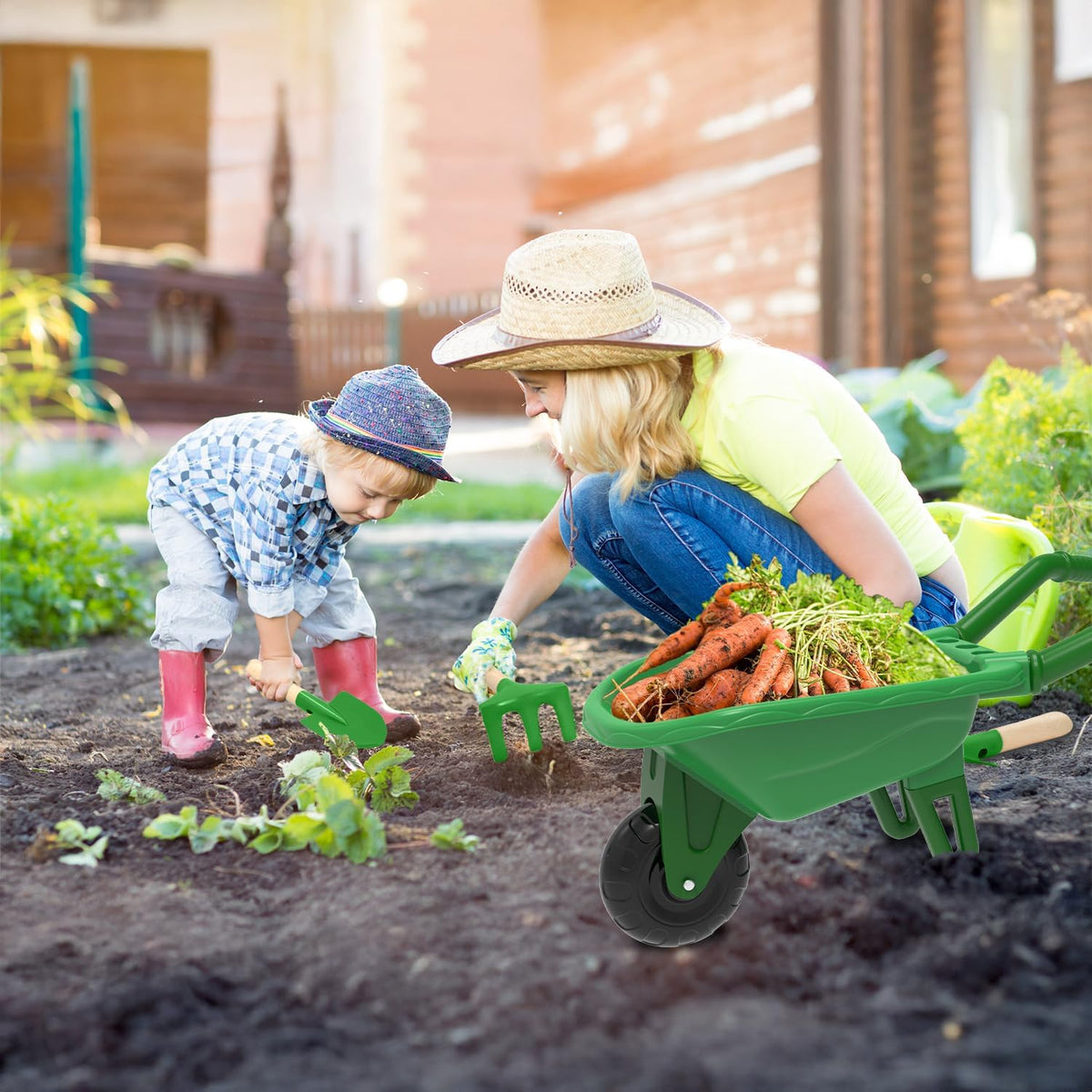 Kids Gardening Tools Outdoor Toys Set Backyard Play with Wheelbarrow Educational STEM Learning Pretend Toys Outdoor Indoor for Toddlers Kids Boys Girls